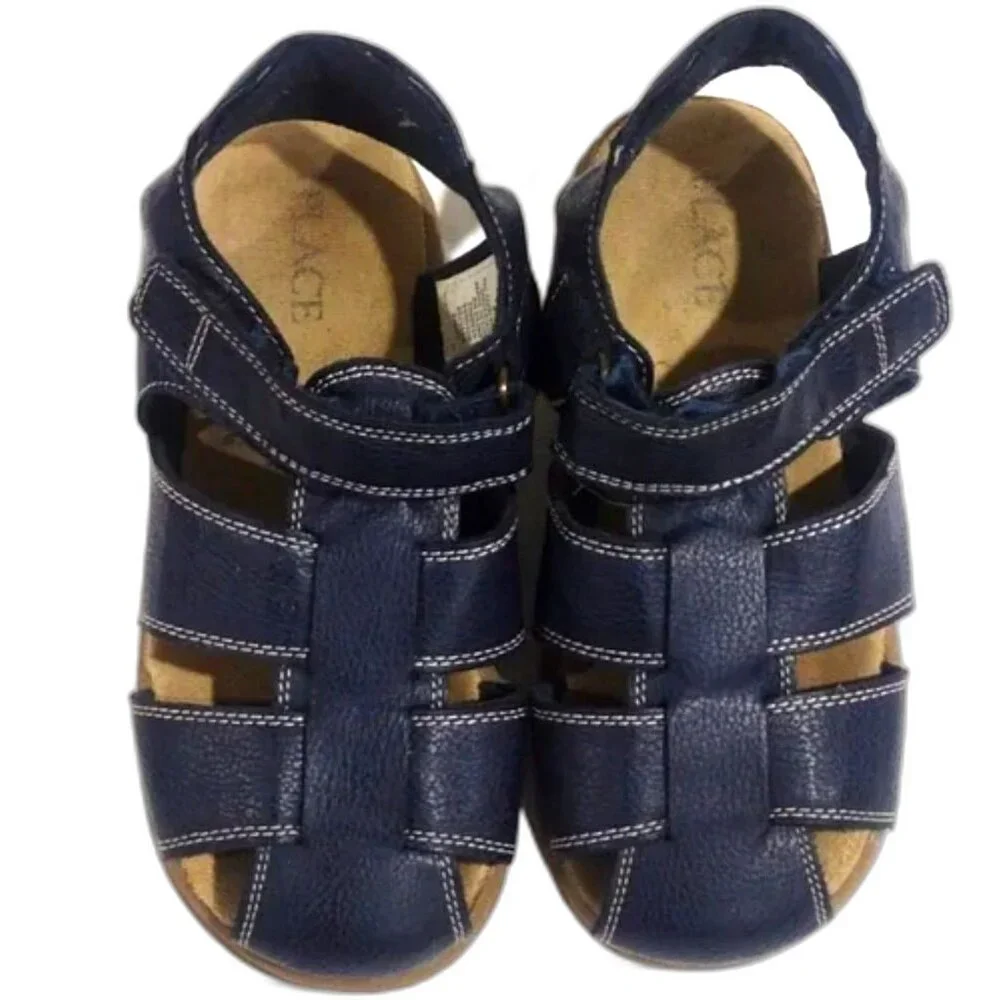 The Children’s Place Boys Navy Blue Sandals Size 2 - Adjustable Straps Closure